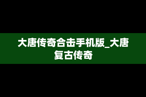 大唐传奇合击手机版_大唐复古传奇