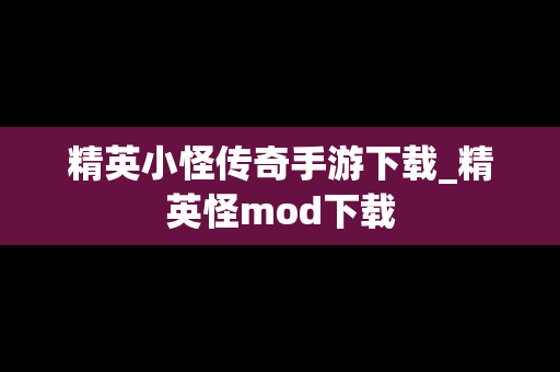 精英小怪传奇手游下载_精英怪mod下载