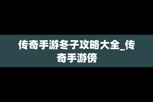 传奇手游冬子攻略大全_传奇手游傍