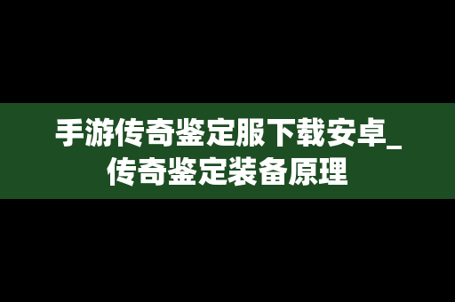 手游传奇鉴定服下载安卓_传奇鉴定装备原理