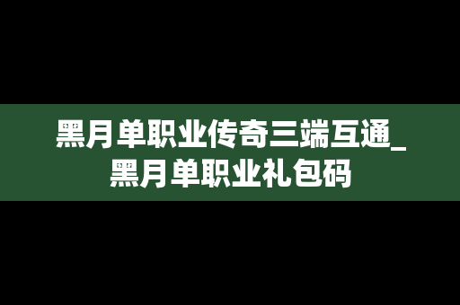 黑月单职业传奇三端互通_黑月单职业礼包码