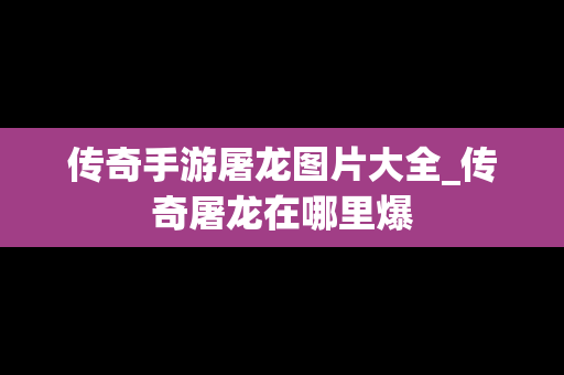 传奇手游屠龙图片大全_传奇屠龙在哪里爆