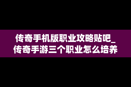 传奇手机版职业攻略贴吧_传奇手游三个职业怎么培养