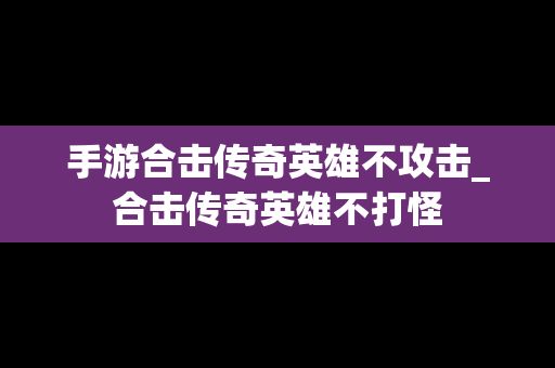手游合击传奇英雄不攻击_合击传奇英雄不打怪