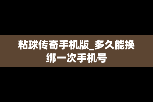 粘球传奇手机版_多久能换绑一次手机号