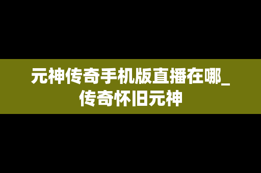 元神传奇手机版直播在哪_传奇怀旧元神