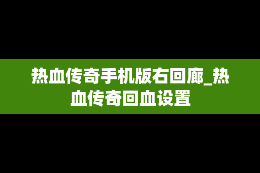 热血传奇手机版右回廊_热血传奇回血设置