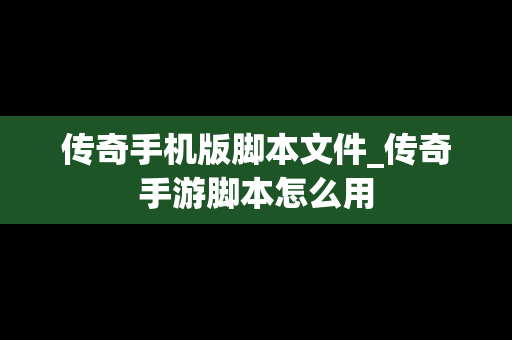 传奇手机版脚本文件_传奇手游脚本怎么用
