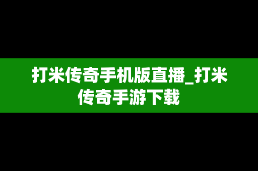 打米传奇手机版直播_打米传奇手游下载