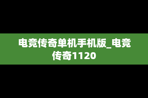 电竞传奇单机手机版_电竞传奇1120