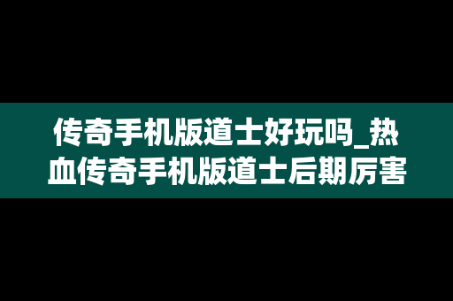 传奇手机版道士好玩吗_热血传奇手机版道士后期厉害吗