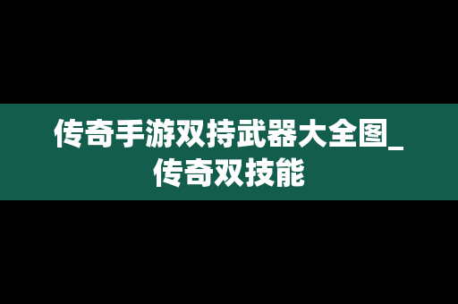 传奇手游双持武器大全图_传奇双技能