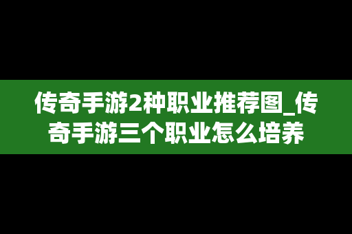 传奇手游2种职业推荐图_传奇手游三个职业怎么培养