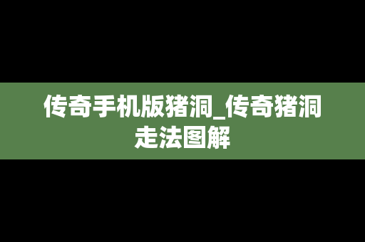 传奇手机版猪洞_传奇猪洞走法图解