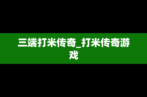 三端打米传奇_打米传奇游戏