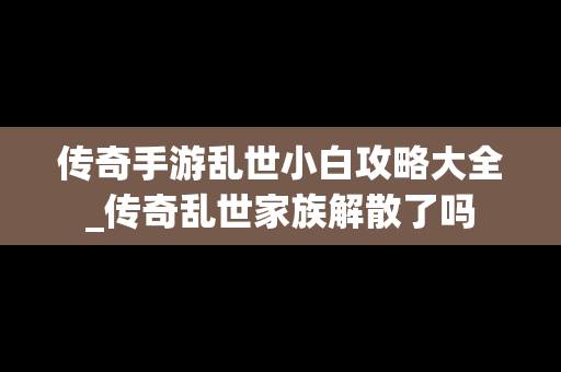 传奇手游乱世小白攻略大全_传奇乱世家族解散了吗