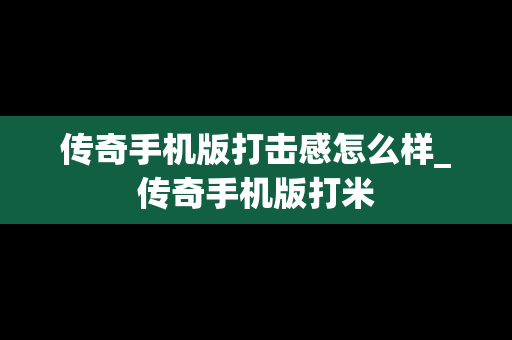 传奇手机版打击感怎么样_传奇手机版打米