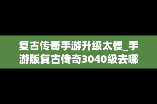 复古传奇手游升级太慢_手游版复古传奇3040级去哪里