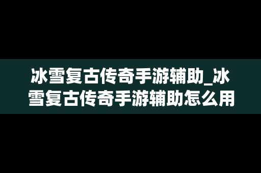 冰雪复古传奇手游辅助_冰雪复古传奇手游辅助怎么用