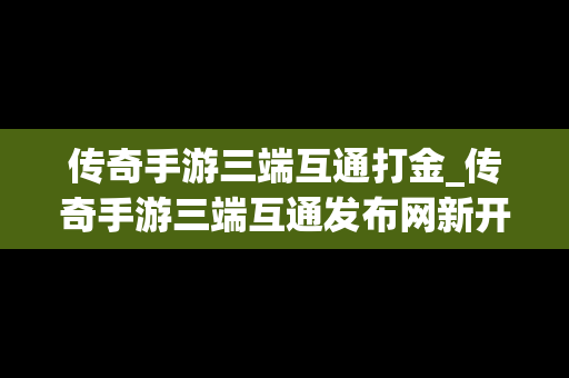 传奇手游三端互通打金_传奇手游三端互通发布网新开服