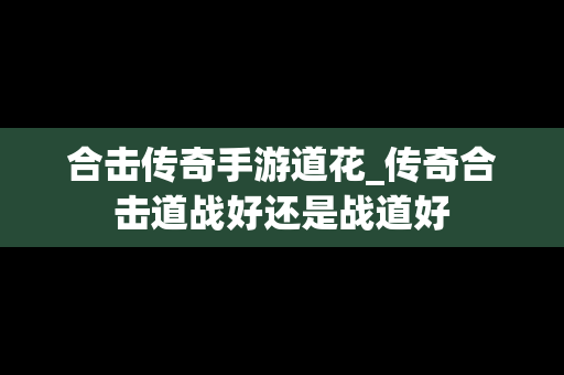 合击传奇手游道花_传奇合击道战好还是战道好