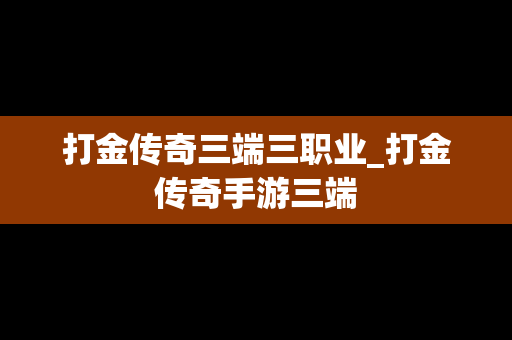 打金传奇三端三职业_打金传奇手游三端