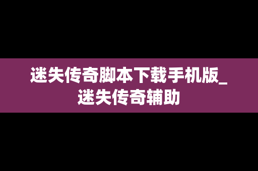 迷失传奇脚本下载手机版_迷失传奇辅助