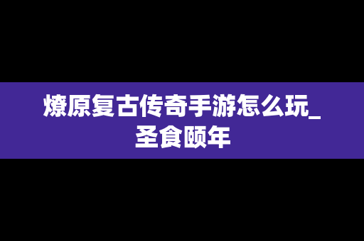 燎原复古传奇手游怎么玩_圣食颐年