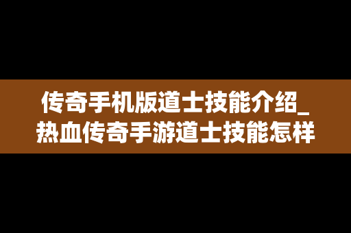 传奇手机版道士技能介绍_热血传奇手游道士技能怎样设置快捷键