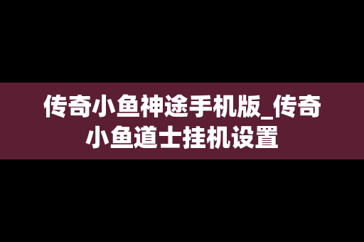 传奇小鱼神途手机版_传奇小鱼道士挂机设置