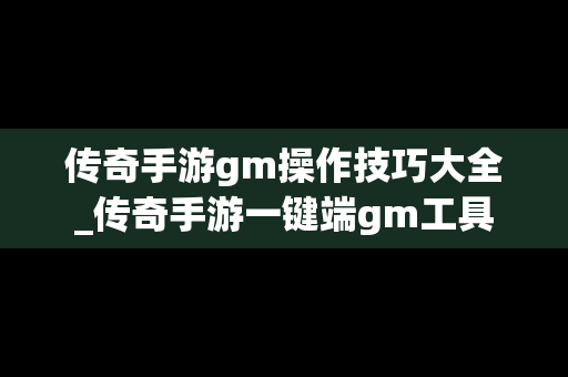 传奇手游gm操作技巧大全_传奇手游一键端gm工具