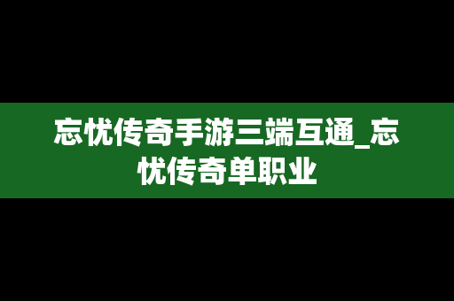 忘忧传奇手游三端互通_忘忧传奇单职业