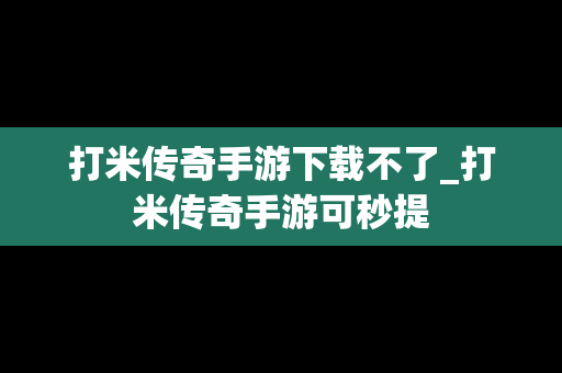 打米传奇手游下载不了_打米传奇手游可秒提