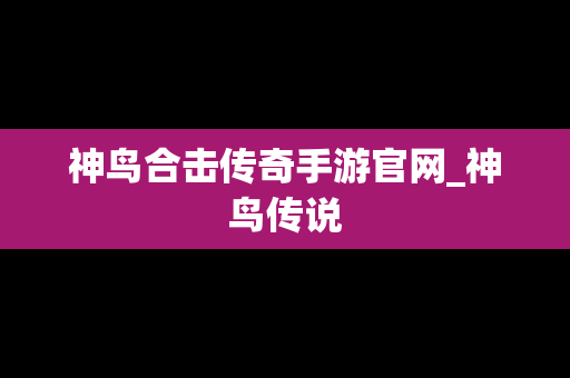 神鸟合击传奇手游官网_神鸟传说